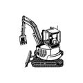 Mini Excavator Dig Digger Machine Equipment - Construction Vehicle - Builder Building Build Fix Logo