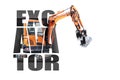 Mini excavator on a white isolated background. Compact construction equipment for earthworks. Close-up Royalty Free Stock Photo