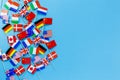 Mini flags of USA, France, Germany, Italy, Great Britain, Holland Royalty Free Stock Photo