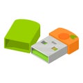 Mini flash drive icon, isometric style Royalty Free Stock Photo