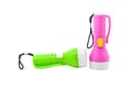 Mini Flashlight in the pink and green color Royalty Free Stock Photo