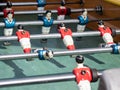 Mini football game table in close up view