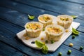 Mini frittatas with ham, pea, cheese and corn Royalty Free Stock Photo