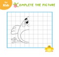 Mini game for children. Draw a chicken in the cells. Learning, education, puzzle