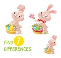 Mini-game for children on the theme of Easter. Find 7 differences in the picture