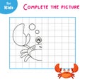 mini game. complete the picture. Draw the second half of cute crab in the cells.