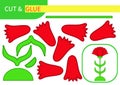 Mini-game `cut And glue` for learning, education and entertainment of children. Series `Flowers and plants` easy to print A4 and r