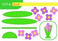 Mini-game `cut and glue` for learning, education and entertainment of children. Series `Flowers and plants` easy to print A4 and r