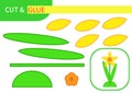 Mini-game `cut And glue` for learning, education and entertainment of children. Series `Flowers and plants` easy to print A4 and r