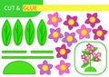 Mini-game `cut and glue` for learning, education and entertainment of children. Series `Flowers and plants` easy to print A4 and r