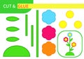 Mini-game `cut And glue` for learning, education and entertainment of children. Series `Flowers and plants` easy to print A4 and r