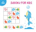 mini game for kids. Sudoku, children 3-4 years old. logical games. Marine series