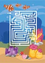 Mini-games for children. preschoolers. maze, help the fish get to the house. Royalty Free Stock Photo