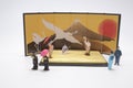 a mini Geisha figures are showing  tradition dance show in tea ceremony Royalty Free Stock Photo