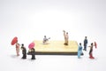 a mini Geisha figures are showing  tradition dance show in tea ceremony Royalty Free Stock Photo