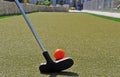 Mini golf playing scene, ready for a game Royalty Free Stock Photo