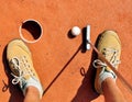 Mini golf scene, stick and ball Royalty Free Stock Photo