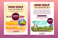 Mini golf tournament ad flyer vector template Royalty Free Stock Photo