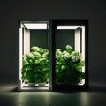 mini greenhouse with ultraviolet illumination for indoor plants.generative AI