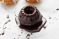 mini gugelhupf with chocolate icing.