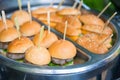 Mini hamburger buns with beef Royalty Free Stock Photo