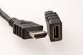 Mini HDMI adapter and HDMI connector to connect external monitors to computer