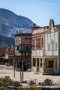 Mini Hollywood Western city, Tabernas in Spain with mountains in the background.