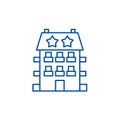 Mini hotel line icon concept. Mini hotel flat vector symbol, sign, outline illustration.