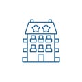 Mini hotel line icon concept. Mini hotel flat vector symbol, sign, outline illustration.