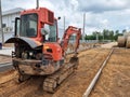 Mini Hydraulic Excavator or diggers prepare the road area