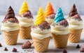 Colorful Ice Cream Cones with Sprinkles Royalty Free Stock Photo