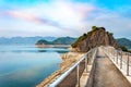 Mini James Bond Style Island in Plover Cove, Hong Kong Royalty Free Stock Photo