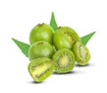 Mini kiwis baby fruit an isolated on white background Royalty Free Stock Photo