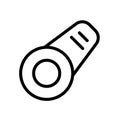 Mini lens clip on smartphone. Fisheye shooting. Line art icon of portable zoom. Black illustration of removable device for mobile Royalty Free Stock Photo