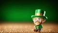 Mini Leprechaun Toy Figure Green St Patricks Day Background AI Generative