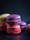 mini macaron different colour in a dark background Royalty Free Stock Photo