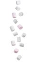 Mini marshmallows falling on transparent background Royalty Free Stock Photo