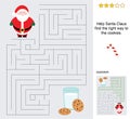 Mini maze for kids with santa claus and cookies