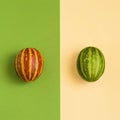 Mini melon and watermelon with striped skin Royalty Free Stock Photo