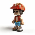 Red And White Pixel Character In Voxel Art Style With Piratepunk Vibes