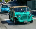 The Mini Moke car on the island of Saint Barthelemy, a French-speaking Caribbean island commonly known as St. Barts Royalty Free Stock Photo