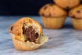 Mini muffin with chocolate chips and cocoa filling Royalty Free Stock Photo