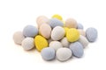 Mini Multicolored Candy Coated Chocolate Easter Eggs Isolated on a White Background Royalty Free Stock Photo