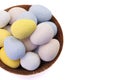 Mini Multicolored Candy Coated Chocolate Easter Eggs Isolated on a White Background Royalty Free Stock Photo
