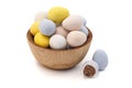 Mini Multicolored Candy Coated Chocolate Easter Eggs Isolated on a White Background Royalty Free Stock Photo