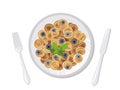 Mini pancake cereal with blueberry breakfast