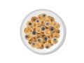 Mini pancake cereal with blueberry breakfast