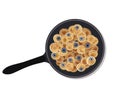 Mini pancake cereal with blueberry breakfast on the pan