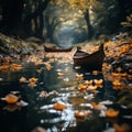 Mini paper boats sailing on the water in spring along rivers filled