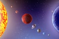 Mini parade planets on background star and sun Royalty Free Stock Photo